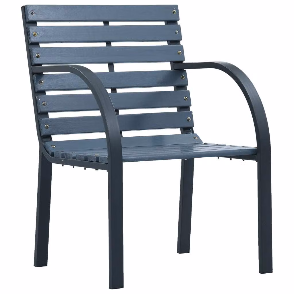 Sedie da giardino 2 pezzi Legno di abete grigio Acciaio verniciato a polvere