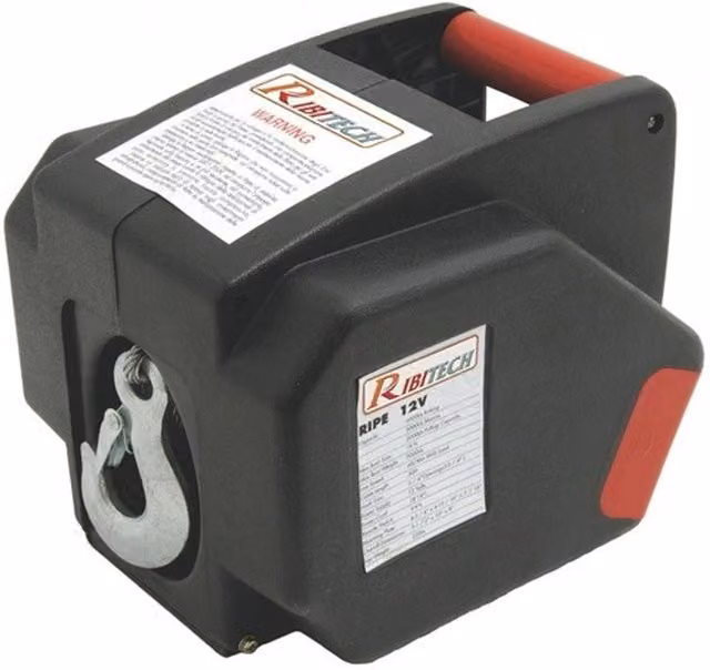 Verricello Argano Elettrico Ribitech Ribimex 12 Volt con Telecomando in Acciaio Inox e Colore Nero