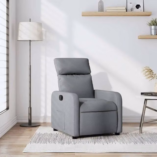 Divano Sedia-Poltrona Reclinabile in Tessuto Grigio Chiaro 246224