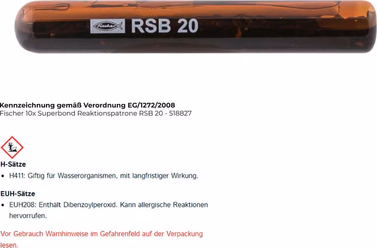 Cartuccia di reazione Fischer 10x Superbond RSB 20 - 518827