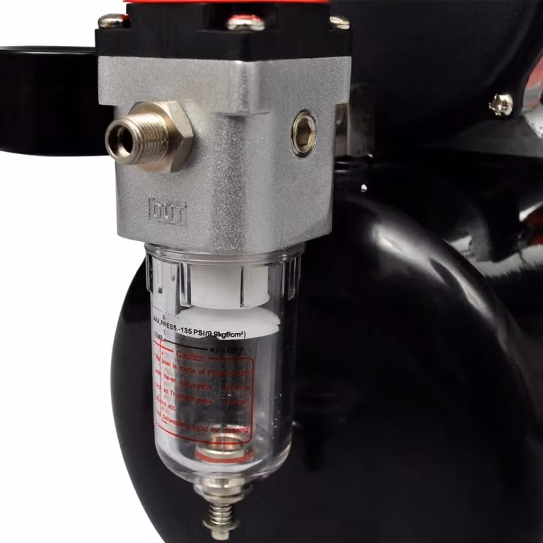 Kit per aerografo completo di compressore e due pistole a spruzzo – Basso livello di rumorosità, 47 dB, e serbatoio d'aria da 3 litri