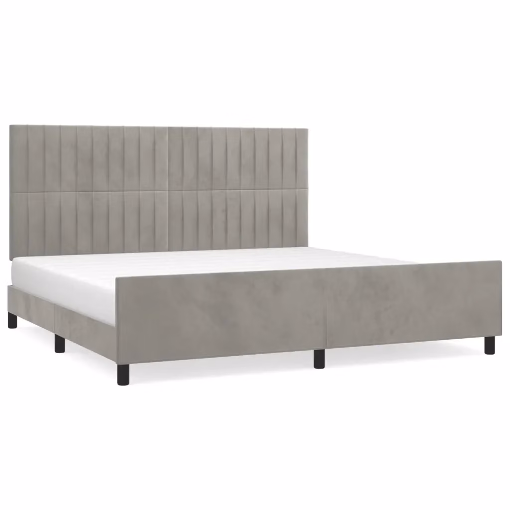 vidaXL Giroletto senza Materasso in Velluto Grigio con Struttura in Legno L 200 x P 200 cm – 2
