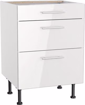 Base a cassetti Optifit Rurik986 LxPxH 60 x 58,4 x 87 cm bianco lucido smontata KFRU U636-8E+