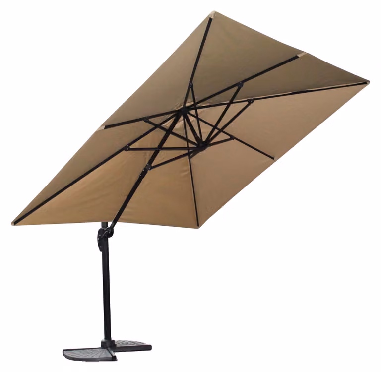 Ombrellone, 3 m x 3 m, azionamento a manovella, rotazione a 360°, telaio in acciaio, protezione UV