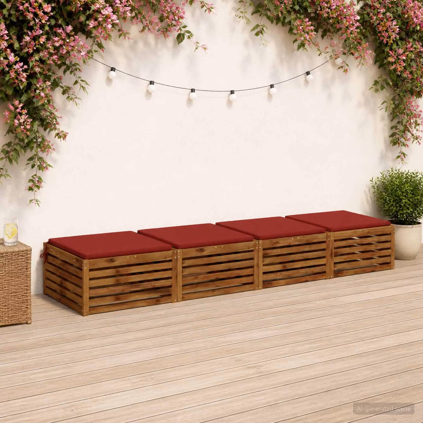 Set di 4 cuscini per sedia vidaXL SOEST rossi in poliestere con rivestimento lavabile e resistente ai raggi UV