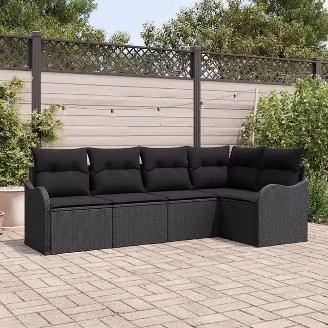 Set Divano da Giardino 5 pz Nero polyrattan 3354372