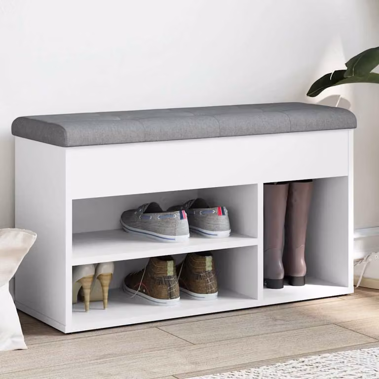 vidaXL Panca Scarpiera Moderna in Legno e MDF, Colore Grigio o Bianco, L 82 cm x P 32 cm x H 45,5 cm