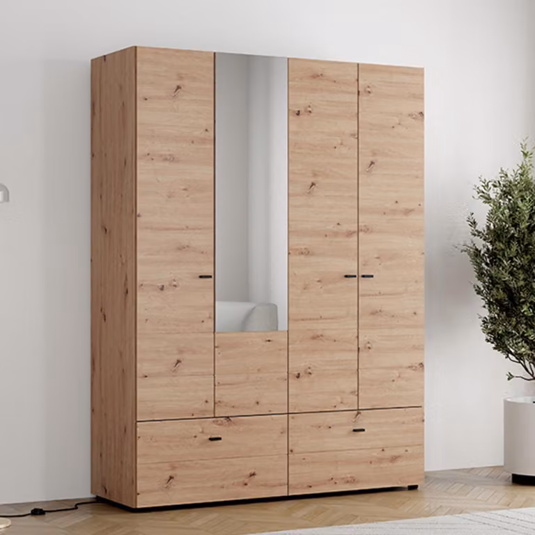 Spigno - Guardaroba Grande, 155x208h cm Marrone Rovere Nodi, 2 Ripiani