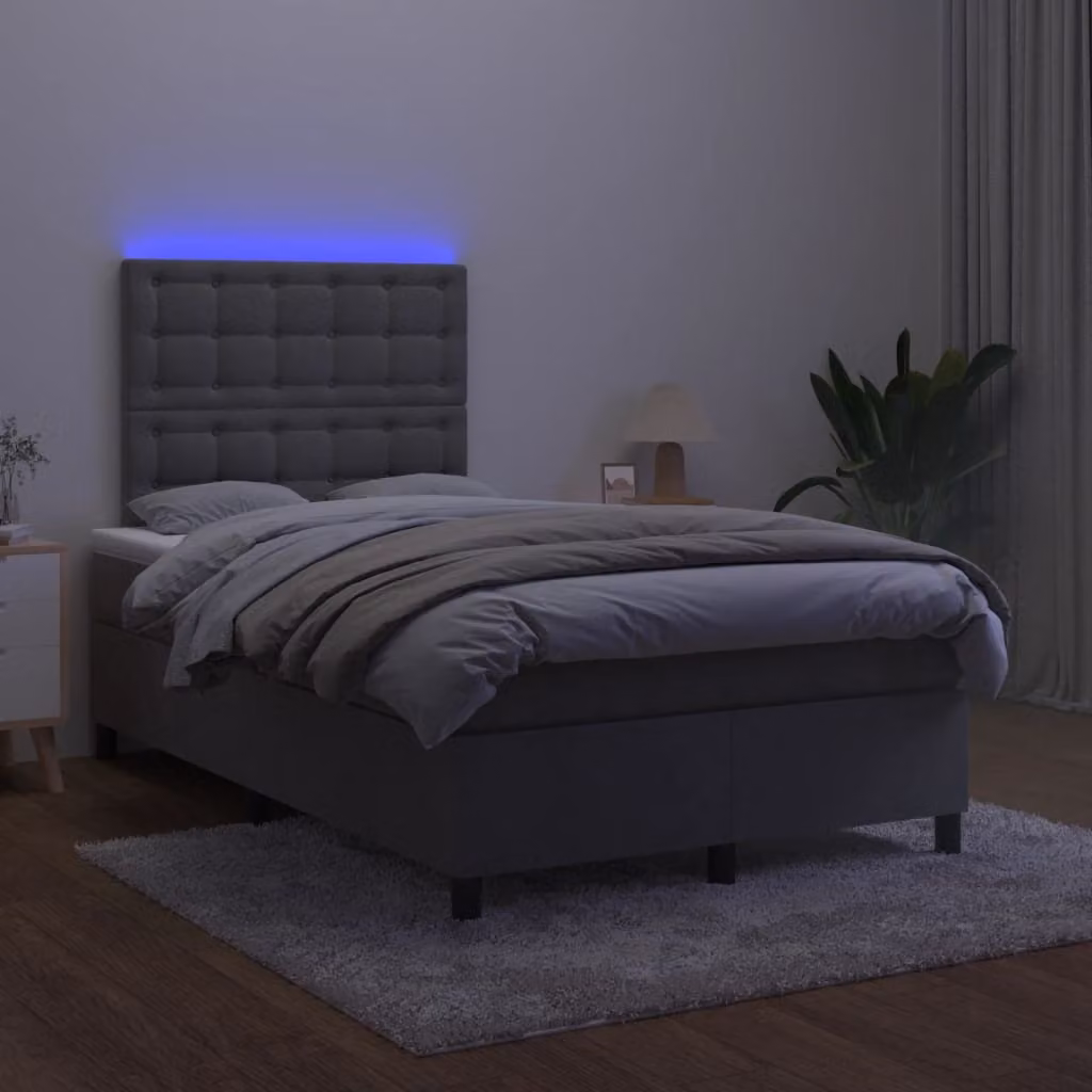 Maison Exclusive - Letto a Molle con Materasso e LED Grigio Scuro 120x200 cm