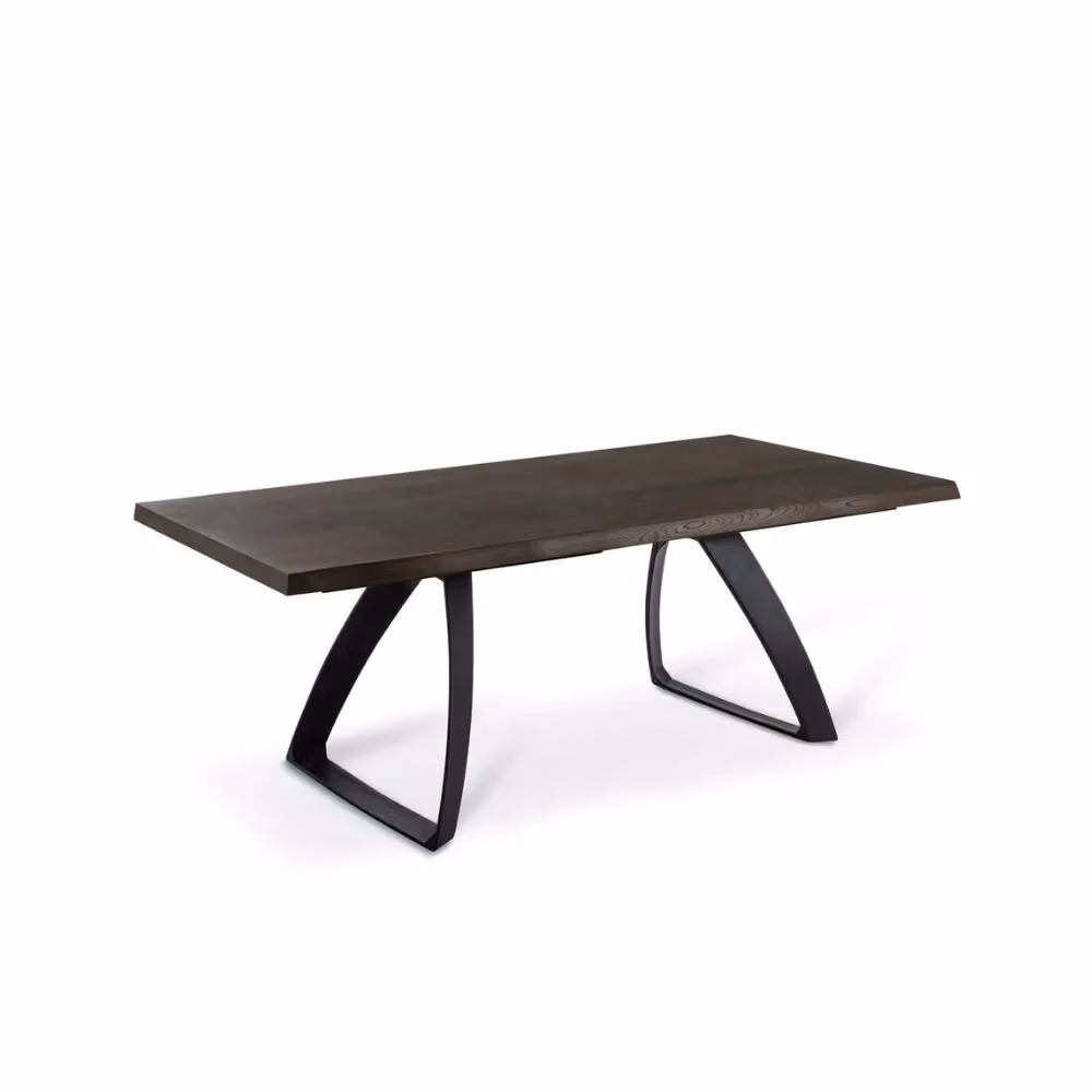 Tavolo da pranzo allungabile Timber Duzzle in legno impiallacciato rovere termocotto, colore marrone e nero, L: 200-300 cm, P: 100 cm – 2