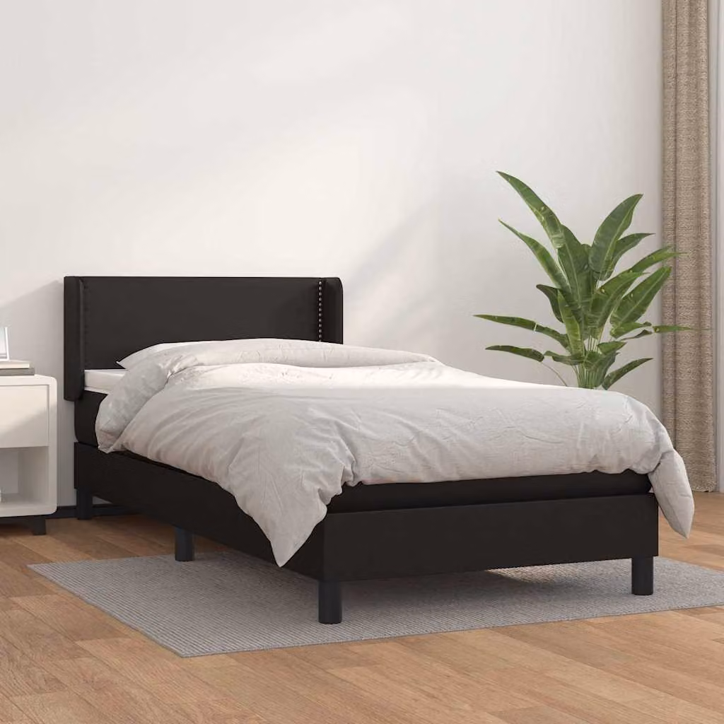 vidaXL Giroletto a Molle con Materasso in Similpelle Nero L/P/H: 90 x 200 x 88 cm – 1