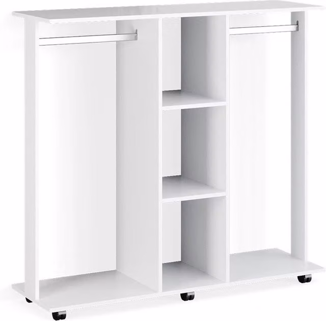 Armadio multifunzione Robbie Vicco Bianco con ripiani e appendiabiti L: 130 cm, P: 40 cm, H: 120 cm