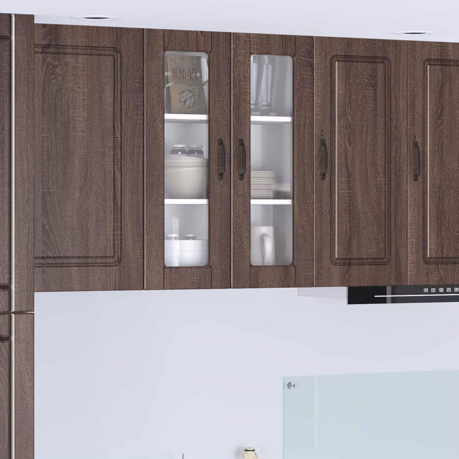 Mobile da parete PORTO vidaXL in legno e vetro, Rovere Marrone, L: 60 cm, P: 31 cm, H: 80 cm