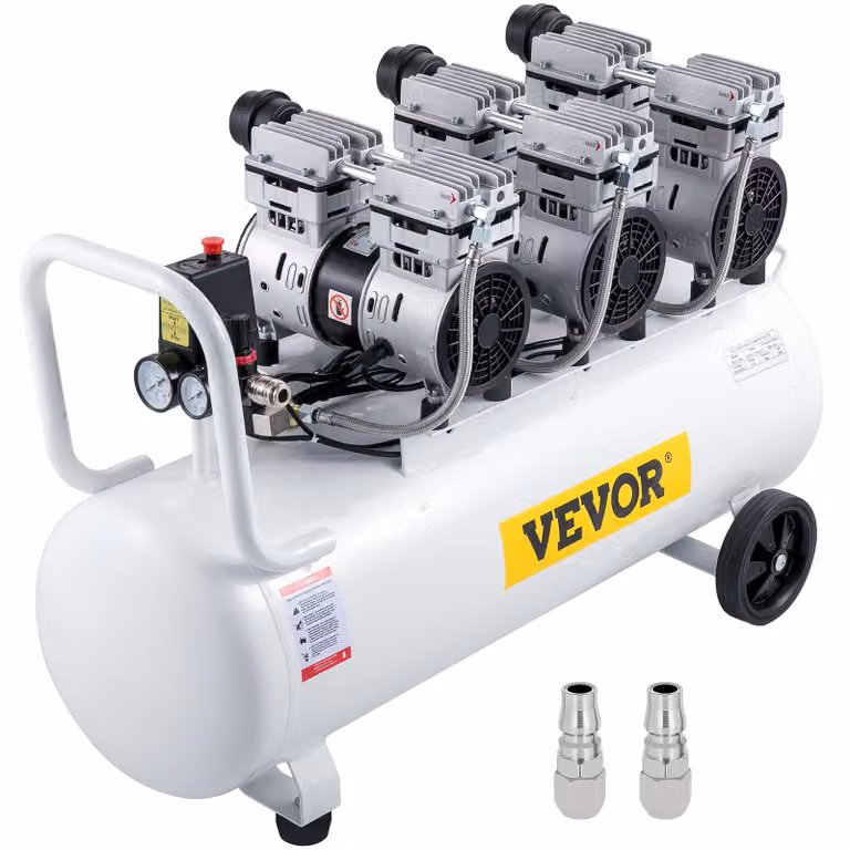 VEVOR Whisper Compressore Compressore d'aria senza olio 22 galloni di aria compressa Tranquillo con 2 manometri per la riparazione domestica odontoiatria ecc.
