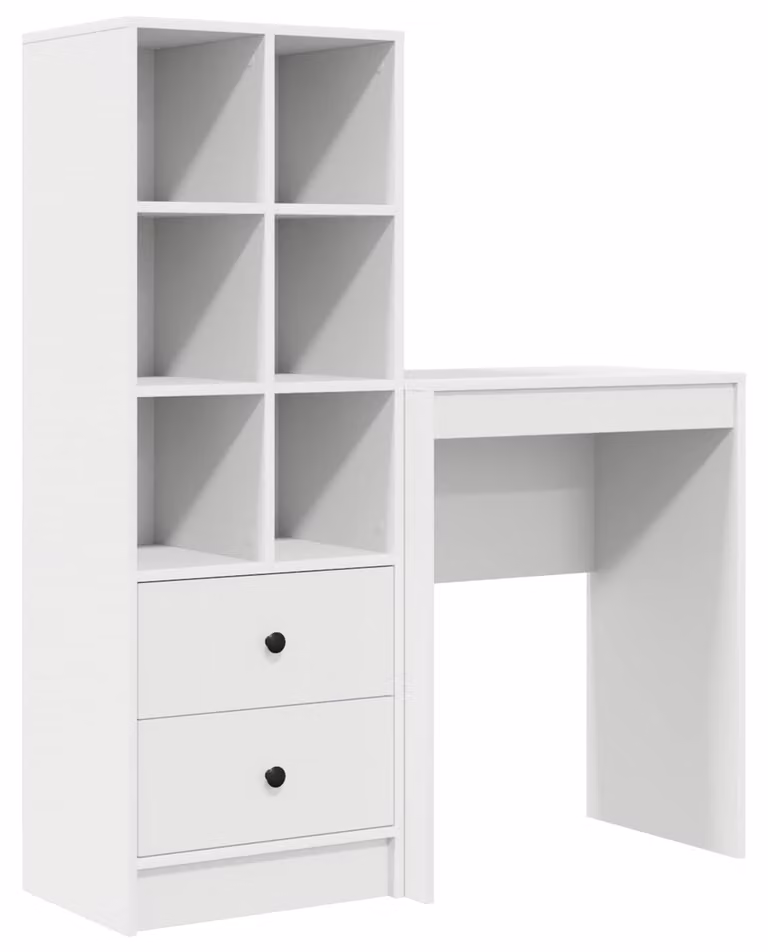 Scrivania con cassetto con lo scaffale 2 pcs Bianco