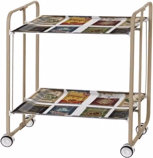 Carrello da cucina pieghevole Don Hierro con 2 ripiani e ruote, colore sabbia, L/P/H: 72 x 43 x 66 cm
