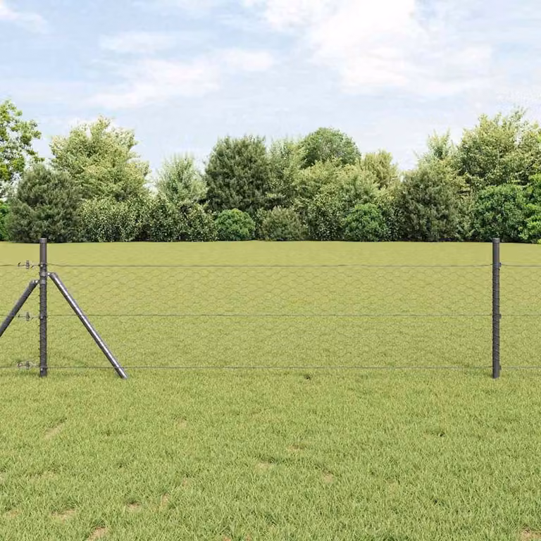 Maison Exclusive - Recinzione a maglia esagonale, 0,6 x 25 metri, PVC grigio