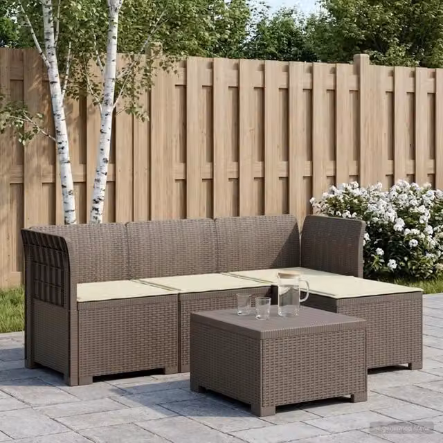 Divano da giardino 4 posti con cuscini aspetto rattan PP 3443938