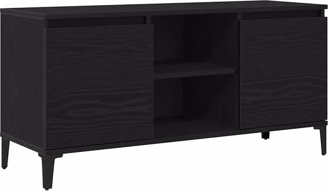 Mobile porta TV moderno HELLOSHOP26 in legno composito nero con vano contenitore L/P/H: 102 x 35 x 50 cm – 1