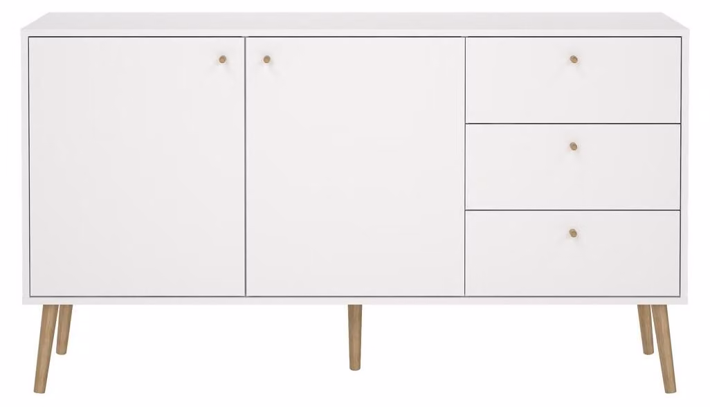 Calicosy - Credenza 2 ante e 3 cassetti con gambe in legno L147,2 cm - TARP