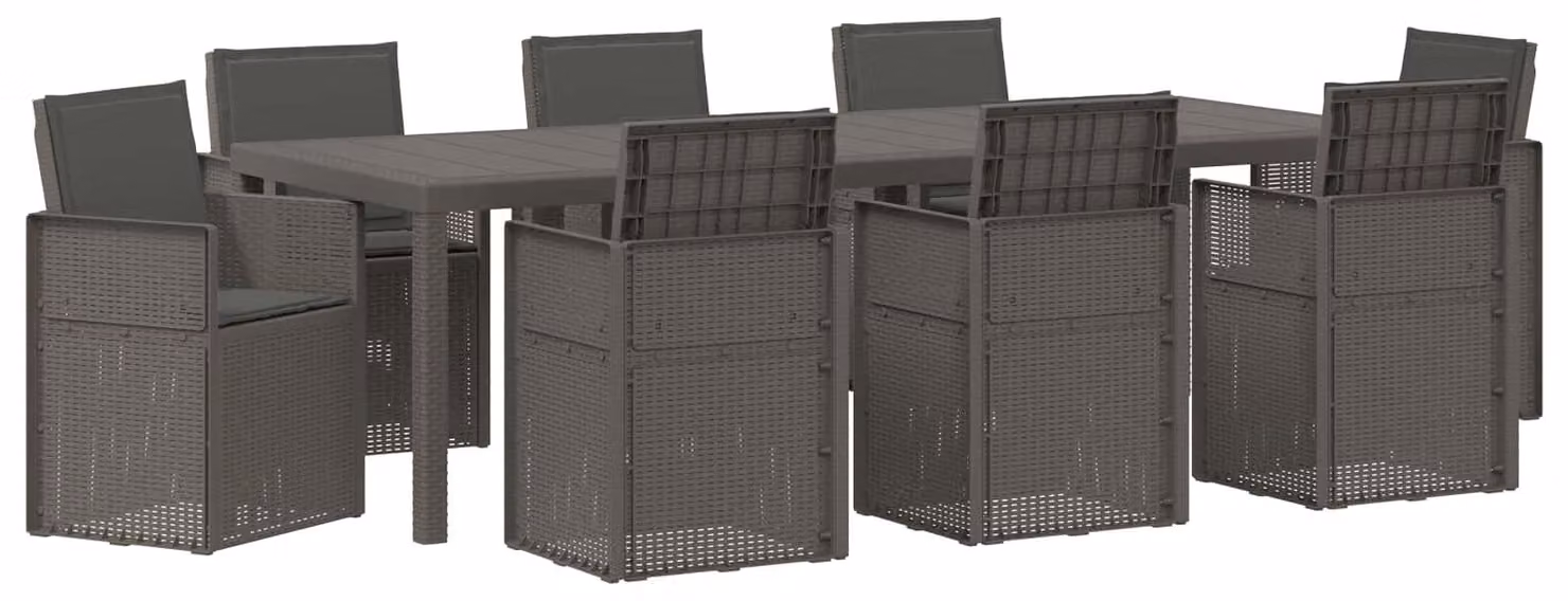 Set da Pranzo per Giardino 9 pcs Grigio chiaro e Antracite PP