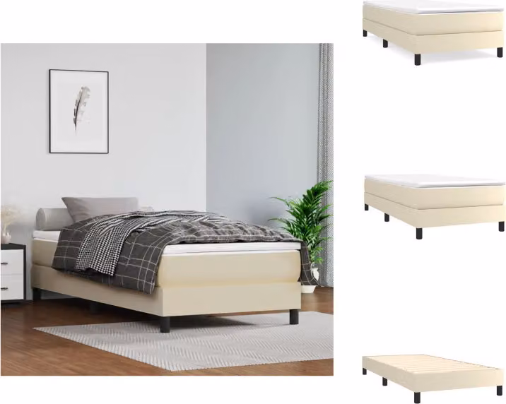 vidaXL Letto a molle insacchettate crema 90x200 cm in Pelle finta - Letti & strutture letto