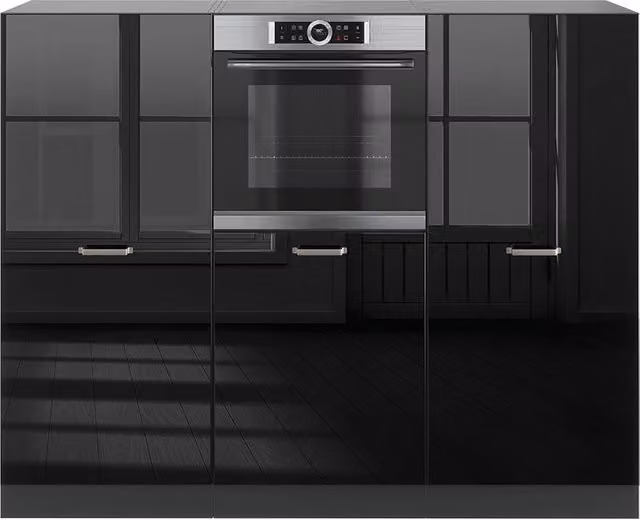 Cucina componibile moderna Vicco R-Line Nero lucido e Antracite, larghezza 180 cm, senza piano di lavoro – 1