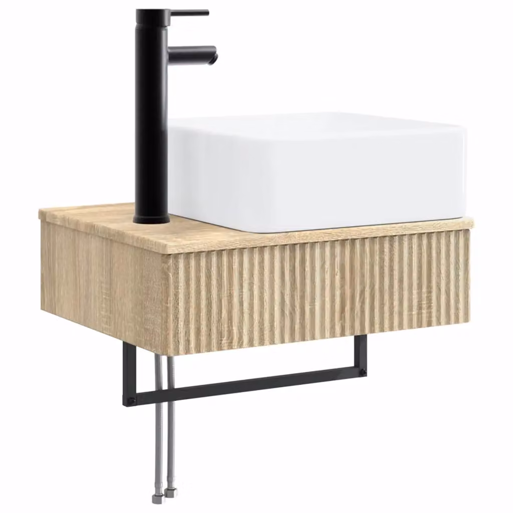 Lavabo da parete vidaXL in Rovere Sonoma, L 53 cm x P 35 cm x H 39 cm – 2