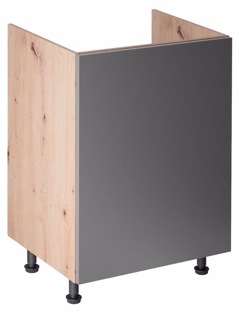 Mobile sottolavabo VALEN con anta singola - larghezza 60 cm, rovere artigianale / grigio