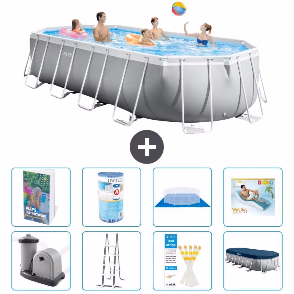 Piscina ovale con struttura Prisma - 610x305x122 cm - 7 pezzi - Modello S635