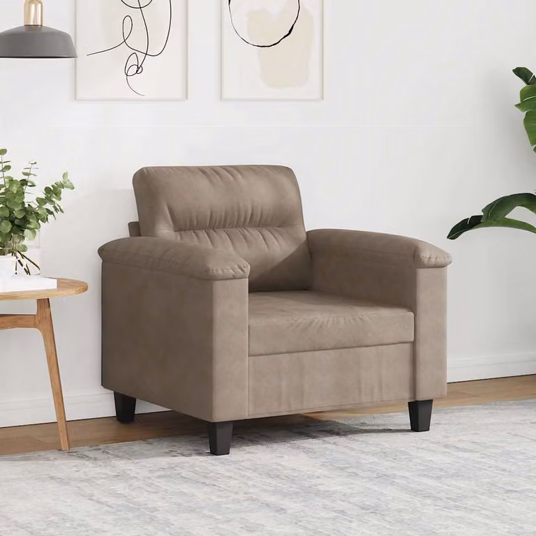 Poltrona moderna vidaXL in microfibra con struttura in metallo, colore beige/grigio