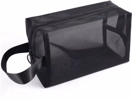 Borsa da doccia da viaggio, colore nero - Accessorio da viaggio compatto e pratico - Piccolo e portatile - Organizzatore per cosmetici da utilizzare in bagno