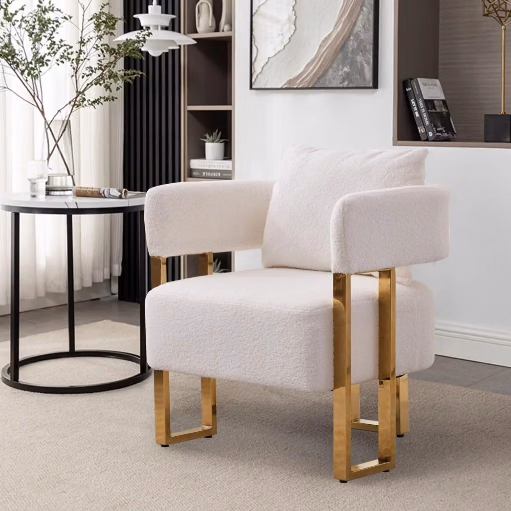 Poltrona Relax Monoposto REDOM in Velluto Bianco per Salotto, Camera da Letto, Ufficio o Balcone – 2