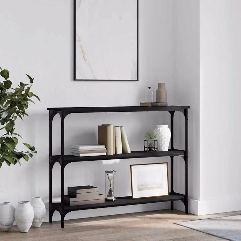 vidaXL Tavolino Consolle Nero in Legno Multistrato L: 100 cm, P: 22,5 cm, H: 75 cm
