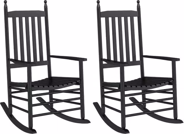 Sedie a Dondolo Sedute Curve 2 pz Nere Legno Massello Pioppo CFW2574630