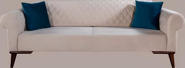 Beige Dreisitzer Couch Couchen Sofa Elegante Sitzmöbel Sofa Wohnzimmer Samt