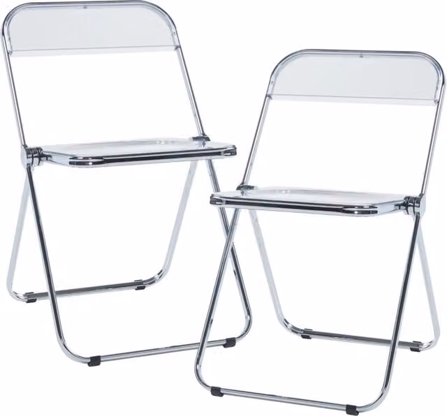 Set di 2 sedie pieghevoli da esterno per giardino campeggio e terrazza 74 x 46 x 47 cm trasparenti 03_0009648