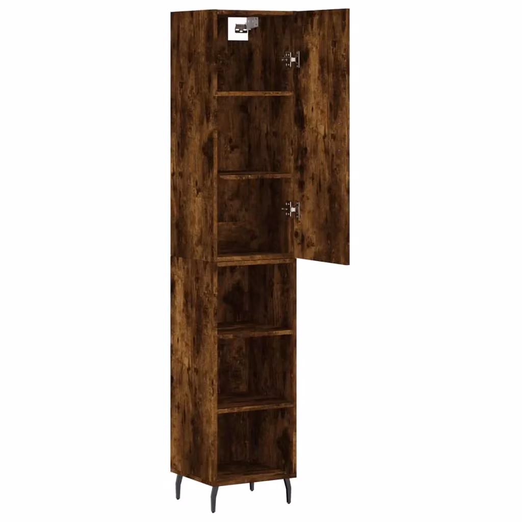Mobile contenitore moderno marrone per cucina e soggiorno con ante a battente e ripiani interni L/P/H: 34,5 x 34 x 180 cm – 2