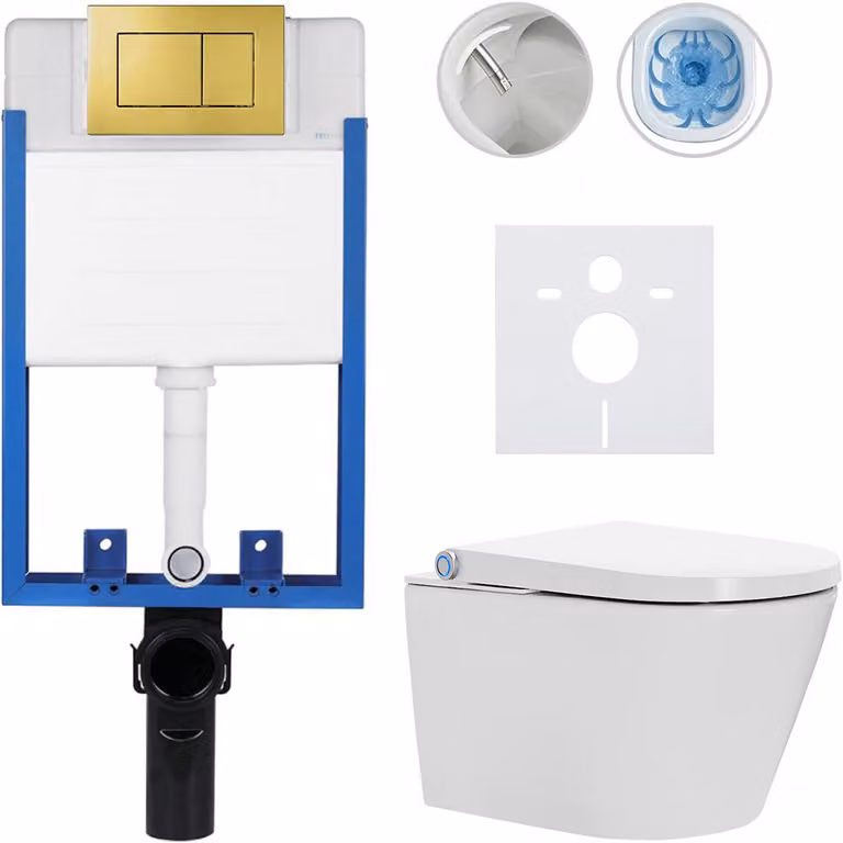 Set completo per WC Profi/Cronus Standard - bianco lucido - pulsante per WC Classic/Oro - da incasso - 59,3x38,4 cm