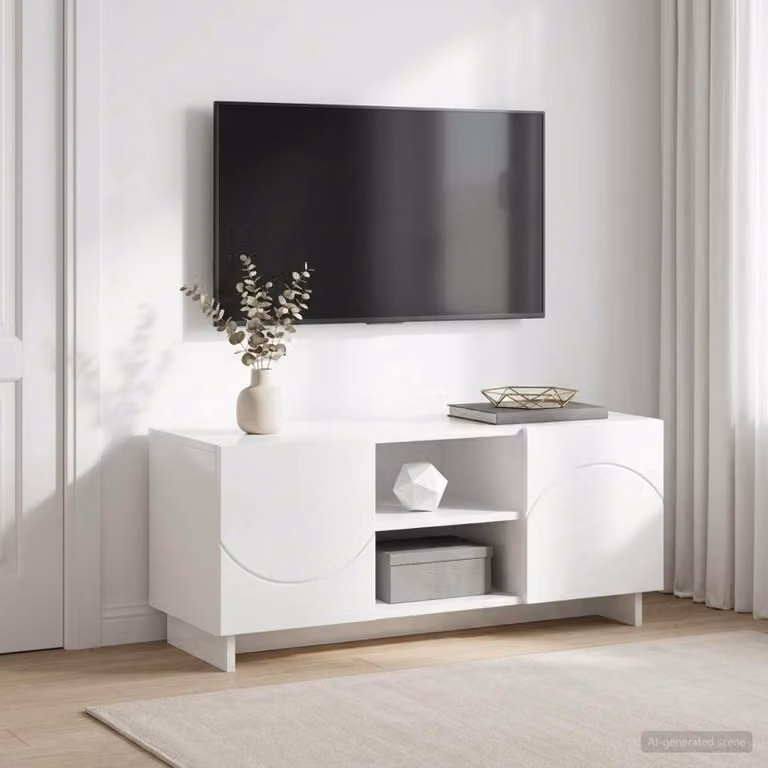 vidaXL Supporto TV Moderno Bianco Lucido L 90 x P 34.5 x H 40 cm