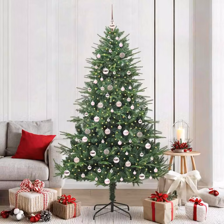 vidaXL Albero di Natale Artificiale Pre-illuminato con Set di Palline