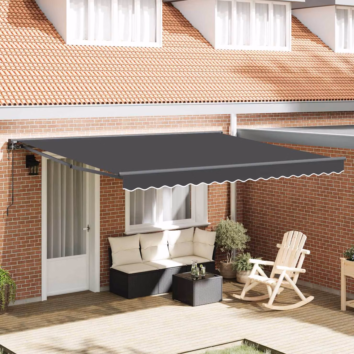Struttura per tenda semi-cassonetto vidaXL in alluminio e poliestere, colore antracite, L: 400 cm, P: 300 cm