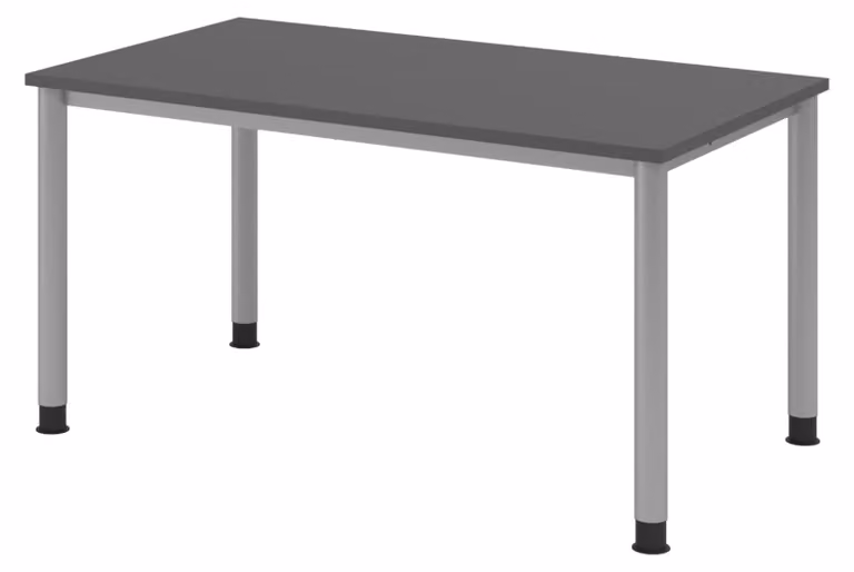 Scrivania bümö Serie H - Struttura: argento, finitura: grafite, dimensioni: 140 x 80 cm