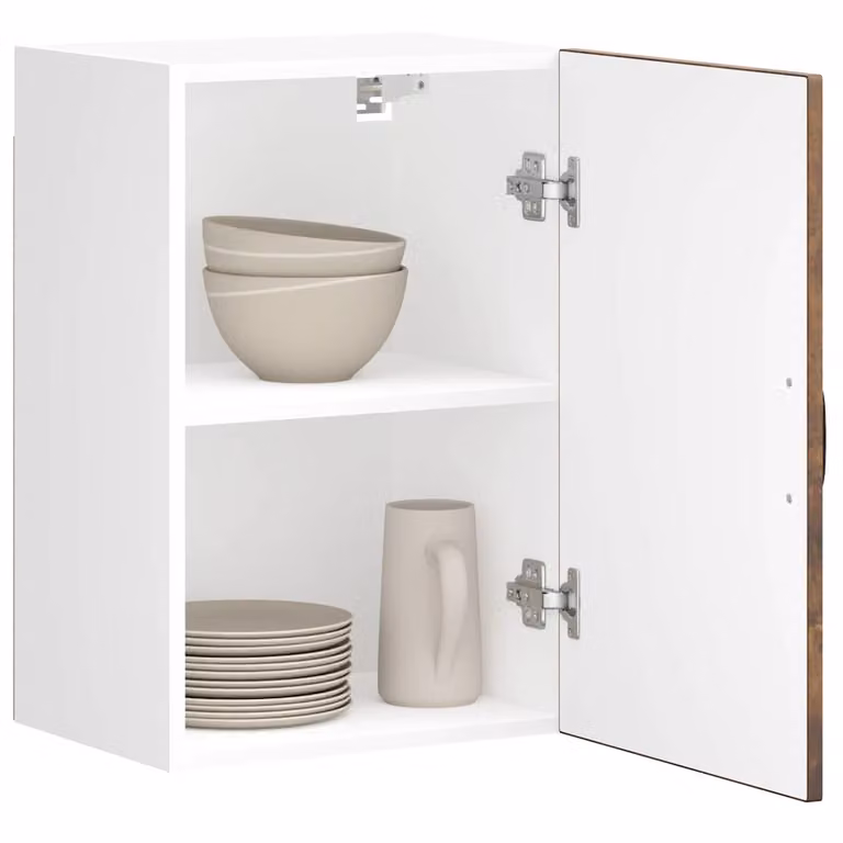 Pensile da cucina moderno vidaXL con ante in vetro, colore bianco e marrone, L/P/H: 60 x 25 x 31 cm
