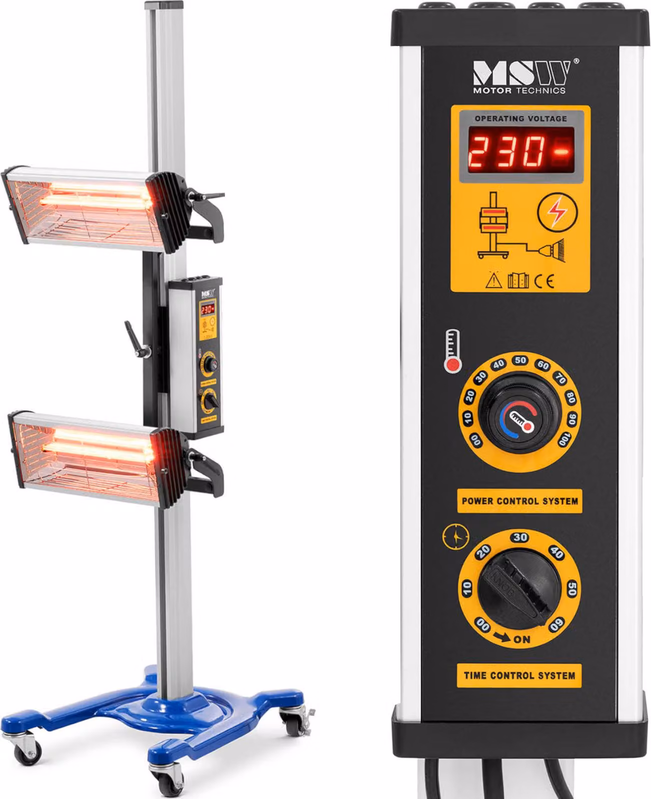 Expondo MSW Essiccatore a infrarossi per vernici - 2 radiatori da 1000 W - Altezza: fino a 160 cm