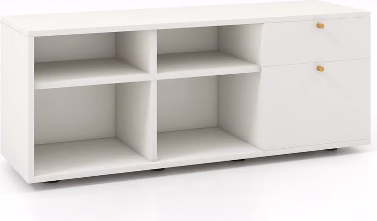 Cassettiera con 2 cassetti e 4 scomparti e piedini regolabili credenza mobile TV bianco