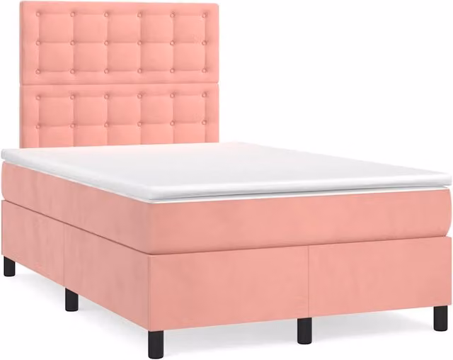 Giroletto a Molle con Materasso Rosa 120x190 cm in Velluto 3270024