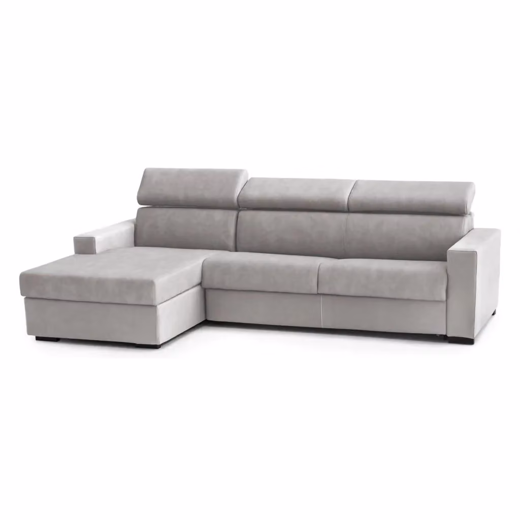 Divano Letto Aloet Talamo Italia, Divano ad Angolo con Penisola Contenitore Sinistra e Braccioli Slim, Grigio, L: 260 cm, H: 85 cm, P: 95 cm – 2