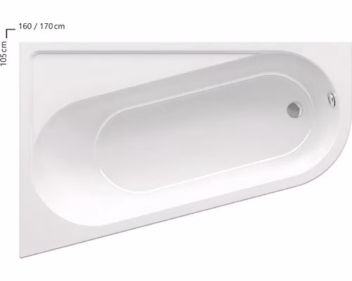 Vasca da bagno angolare RAVAK CHROME 160x105 L bianco neve CA51000000