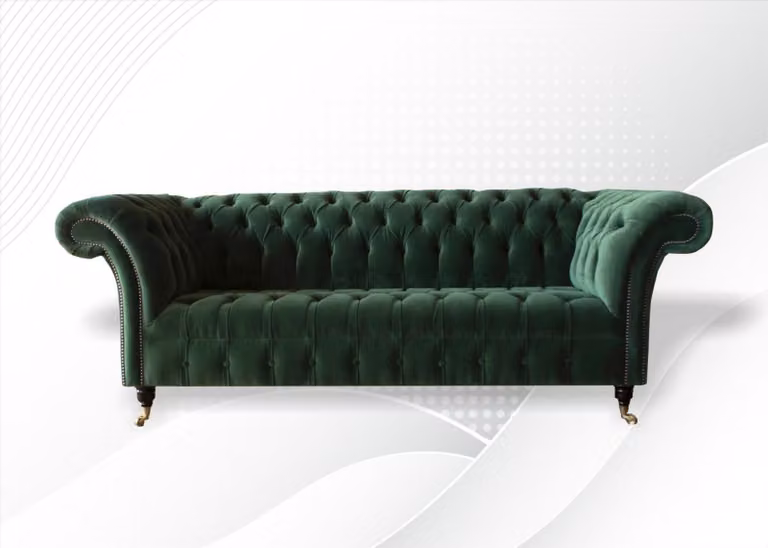 Chesterfield 3 Sitzer Sofas Polster Sitz Couch Sofa Garnitur Big Couchen Grüne